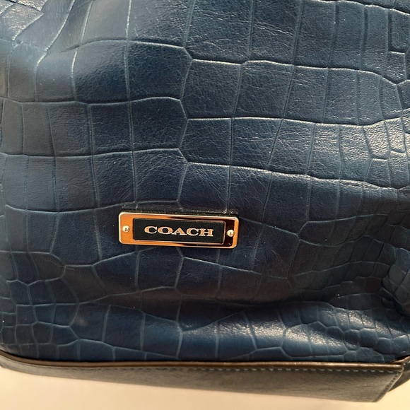 Coach Blue Crocodile-Embossed Hobo Bag and wallet - Picture 2 of 3